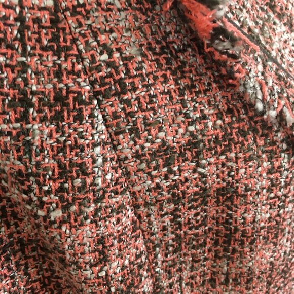 New York & Company Womens TWEED Blazer Size 8 Multicolor 3/4 Sleeve Snap FRINGE - Picture 6 of 11
